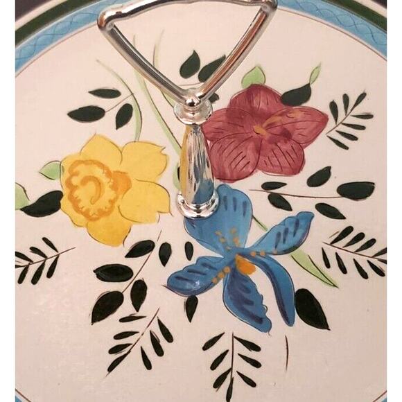 Vintage Stagl Pottery Country Garden 10" Tidbit Serving Plate Tray Stagle Stragl - Picture 6 of 10